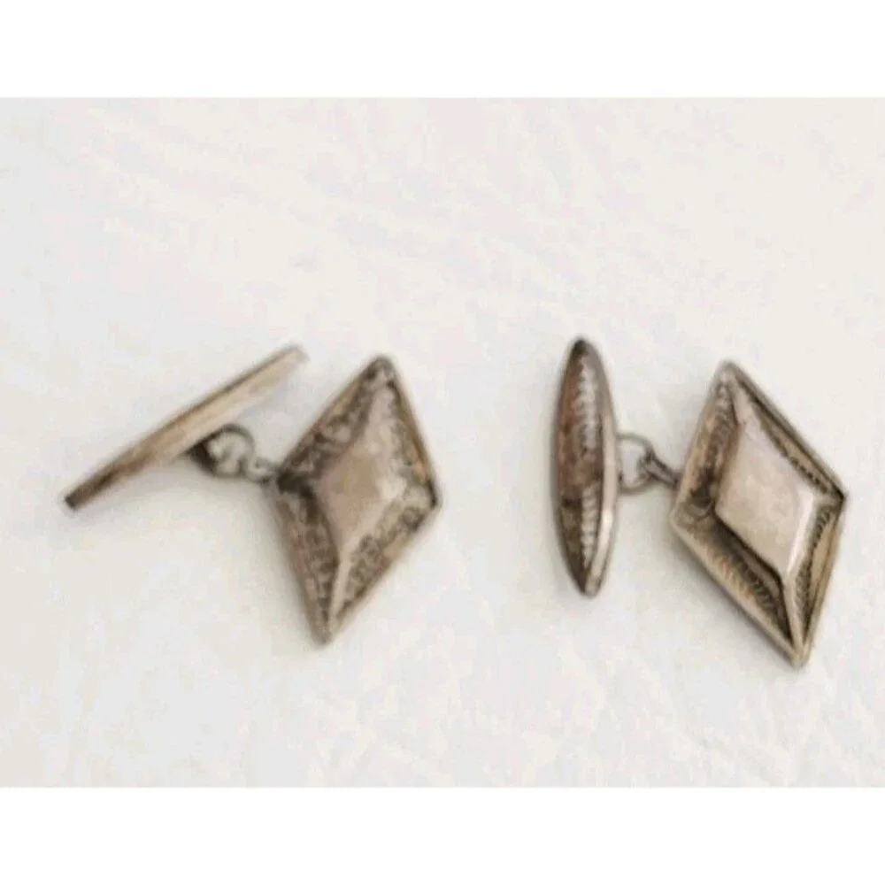 Vintage Sterling Silver Id Filigree Cufflinks 1